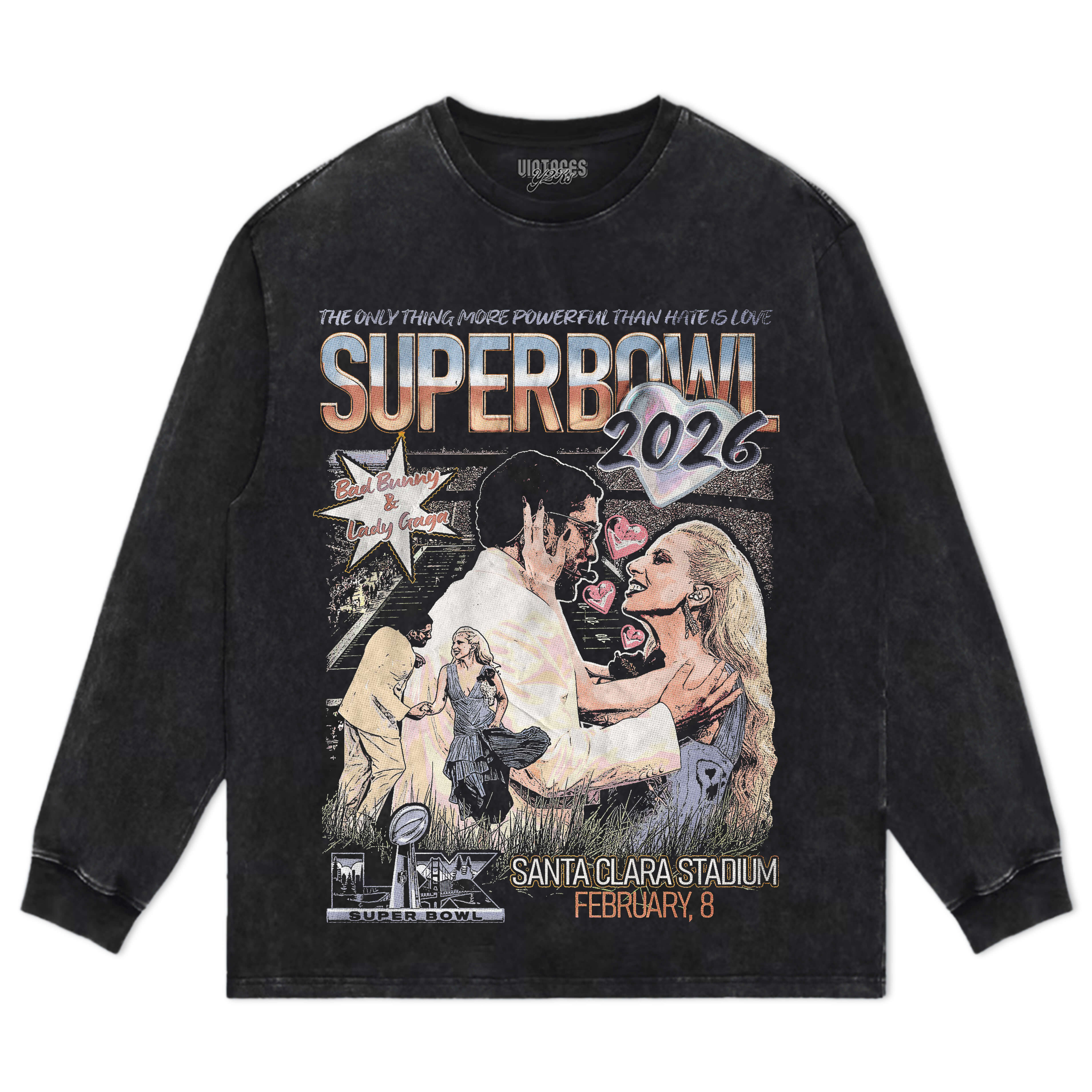 BAD BUNNY & LADY GAGA SUPER BOWL 2026 TEE & LS & HOODIE - Image 4