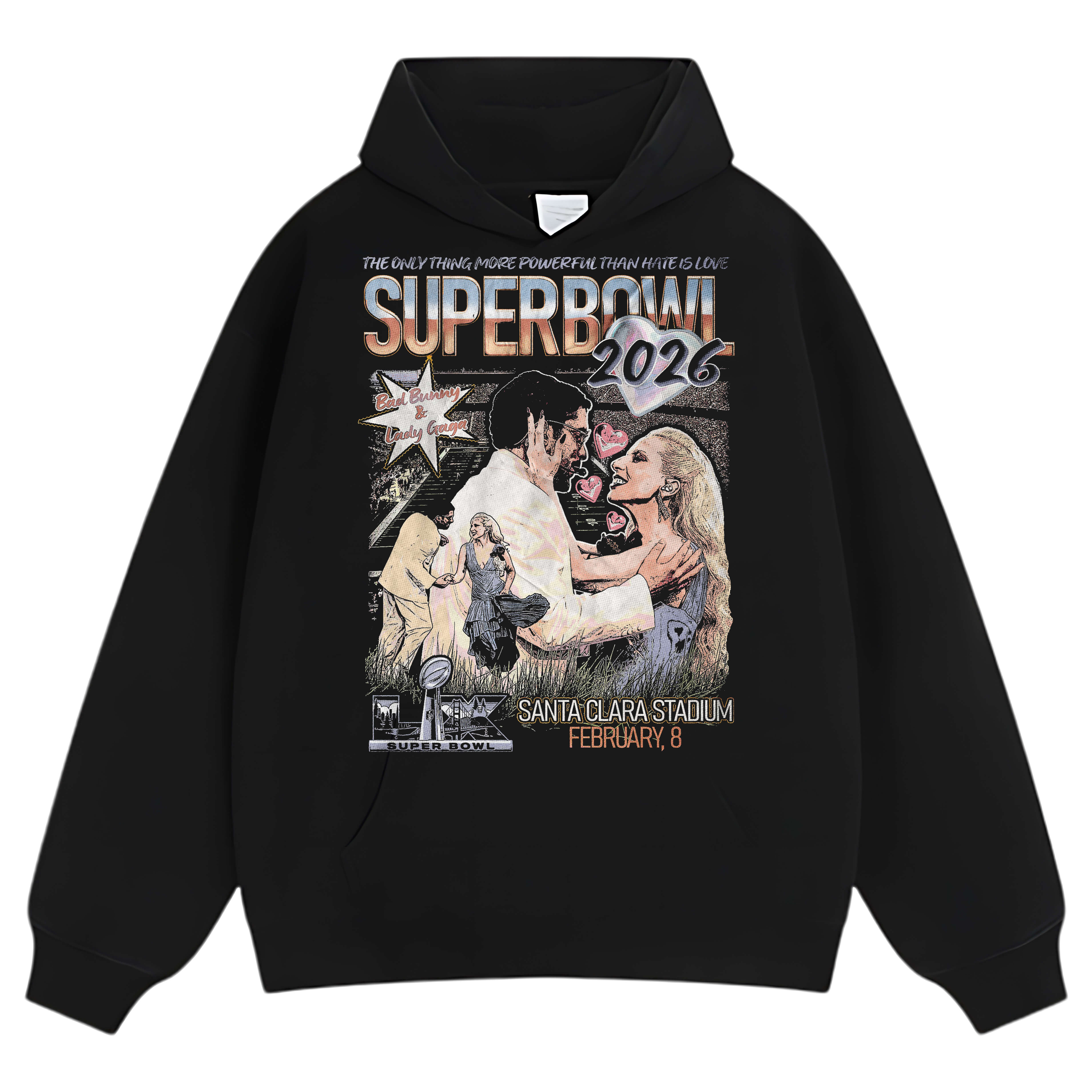 BAD BUNNY & LADY GAGA SUPER BOWL 2026 TEE & LS & HOODIE - Image 5