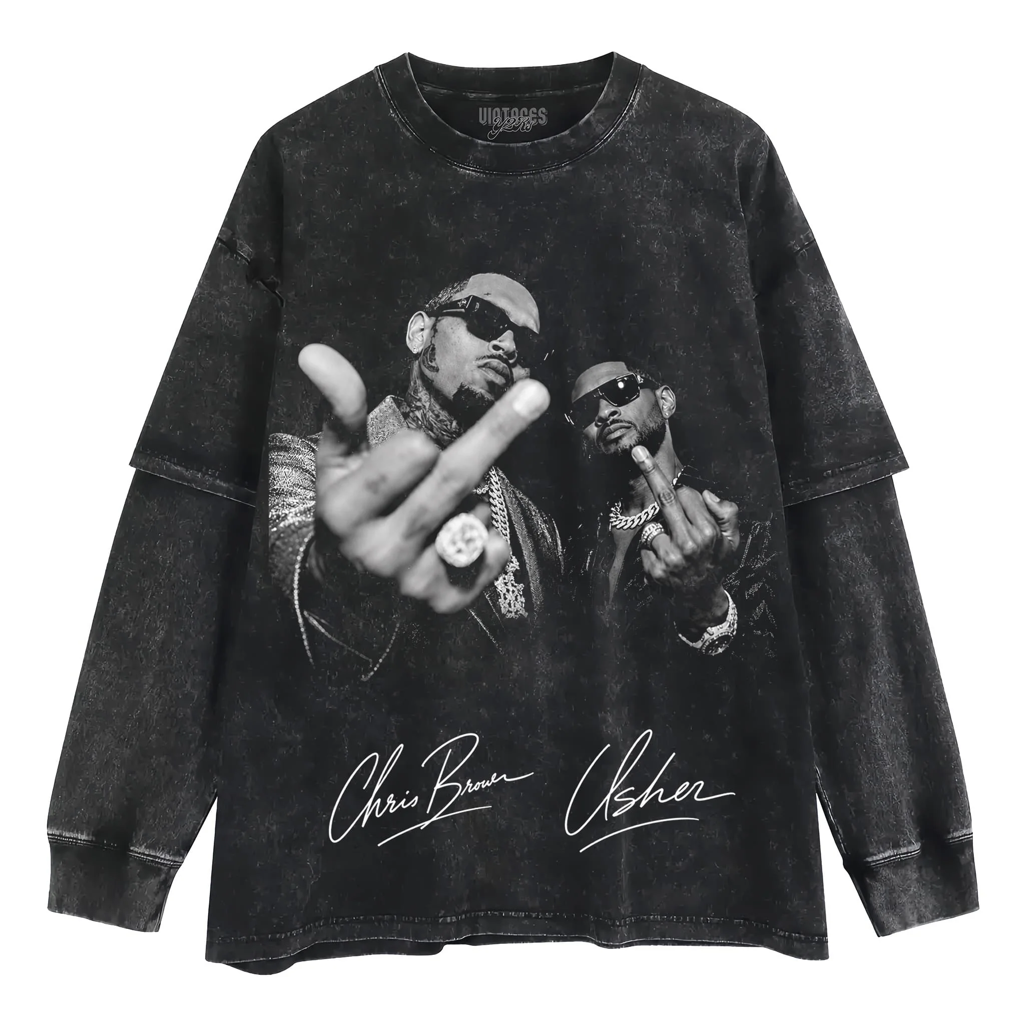 CHRIS BROWN & USHER V2 TANK TOP & TEE & LONG SLEEVE & LAYERED LS & HOODIE - Image 4