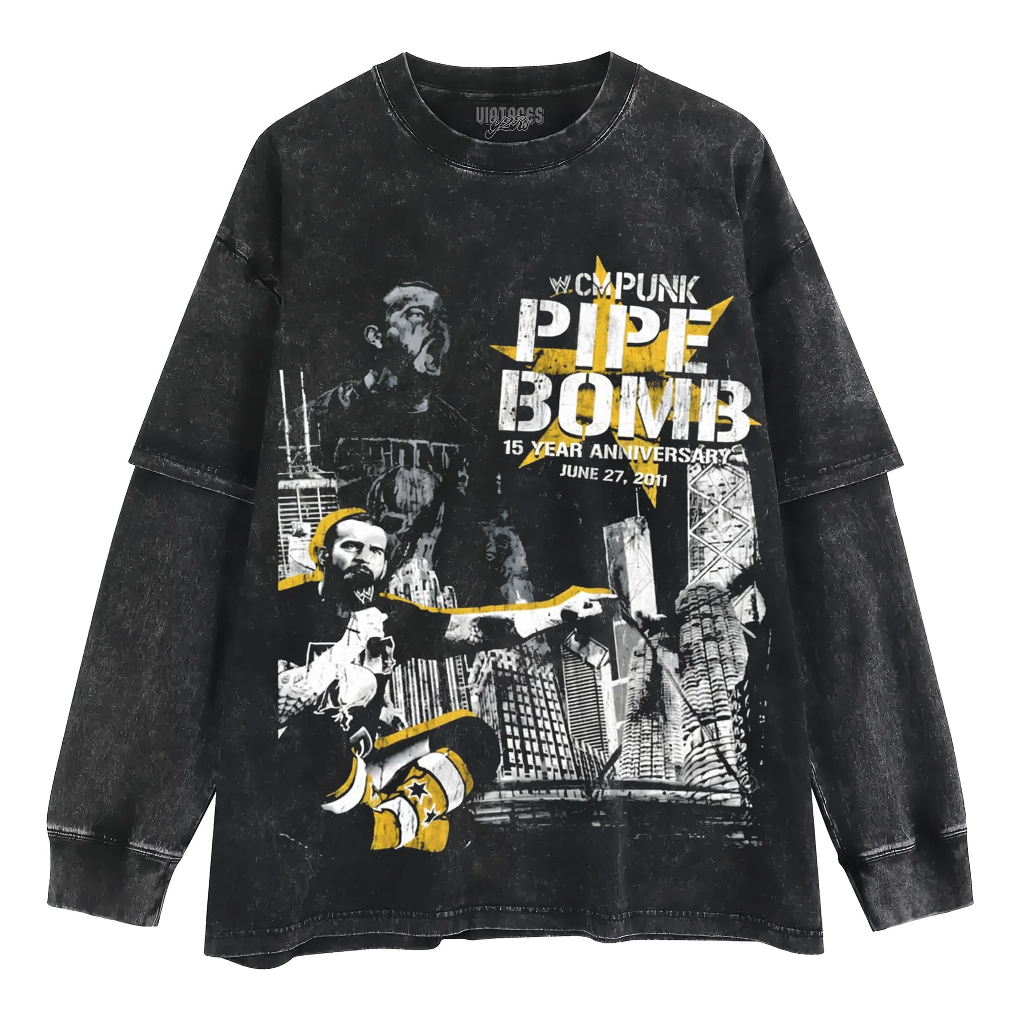 CM PUNK PIPE BOMB ANNIVERSARY WWE TANK TOP & TEE & LONG SLEEVE & LAYERED LS & HOODIE - Image 4