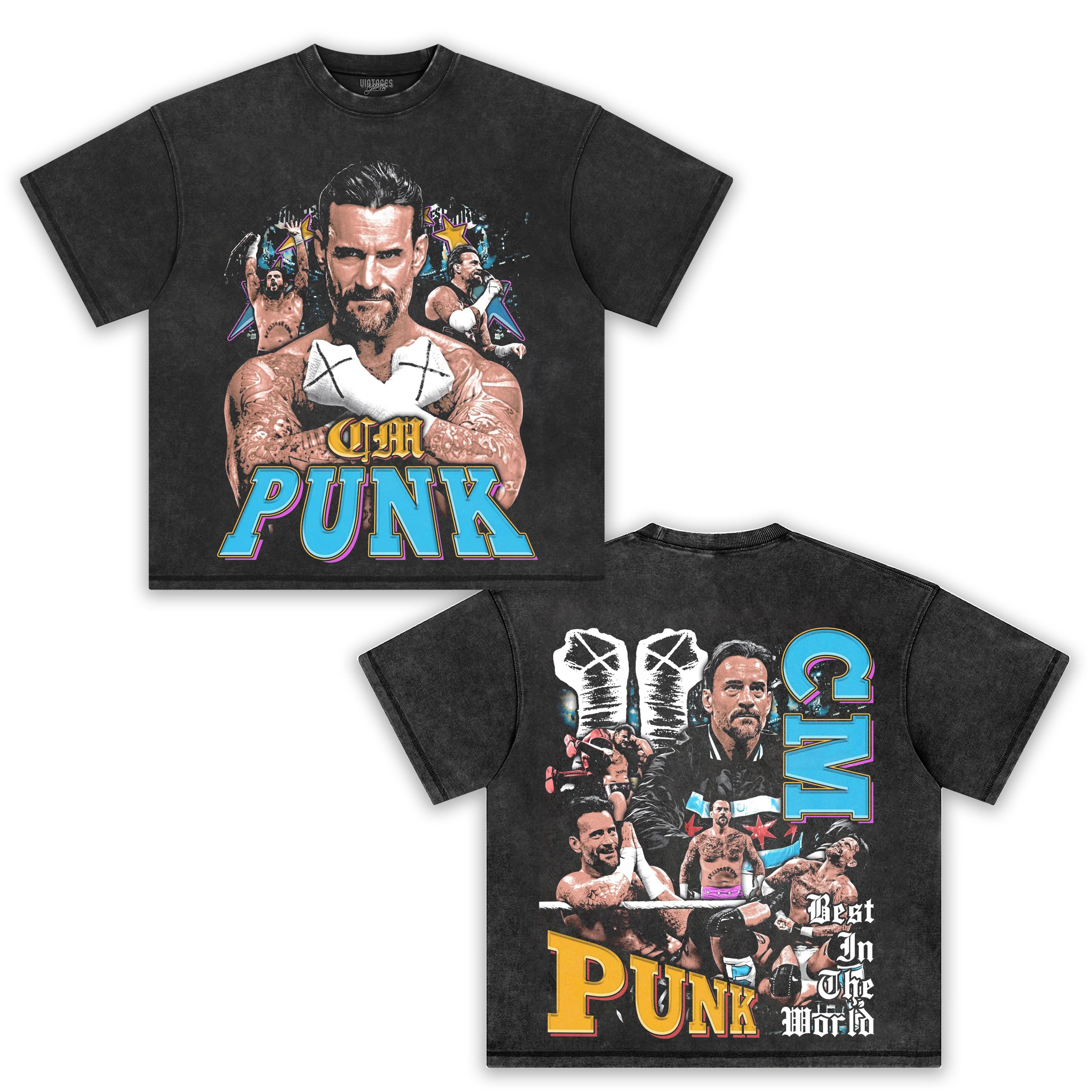 CM PUNK VINTAGE STYLE TEE - Image 2