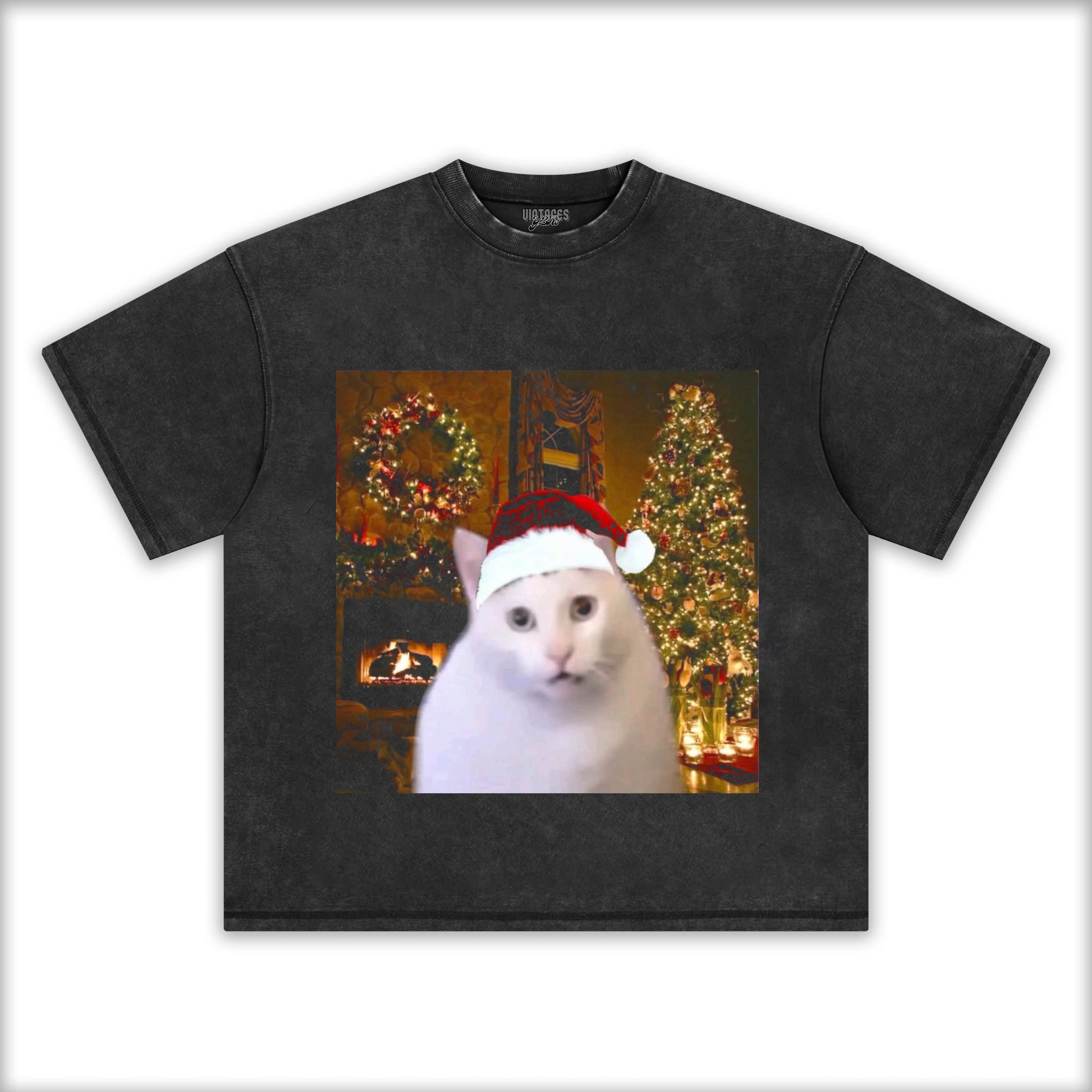 CUTE-CHRISTMAS-CAT-MEME-TEE-2 - Image 4