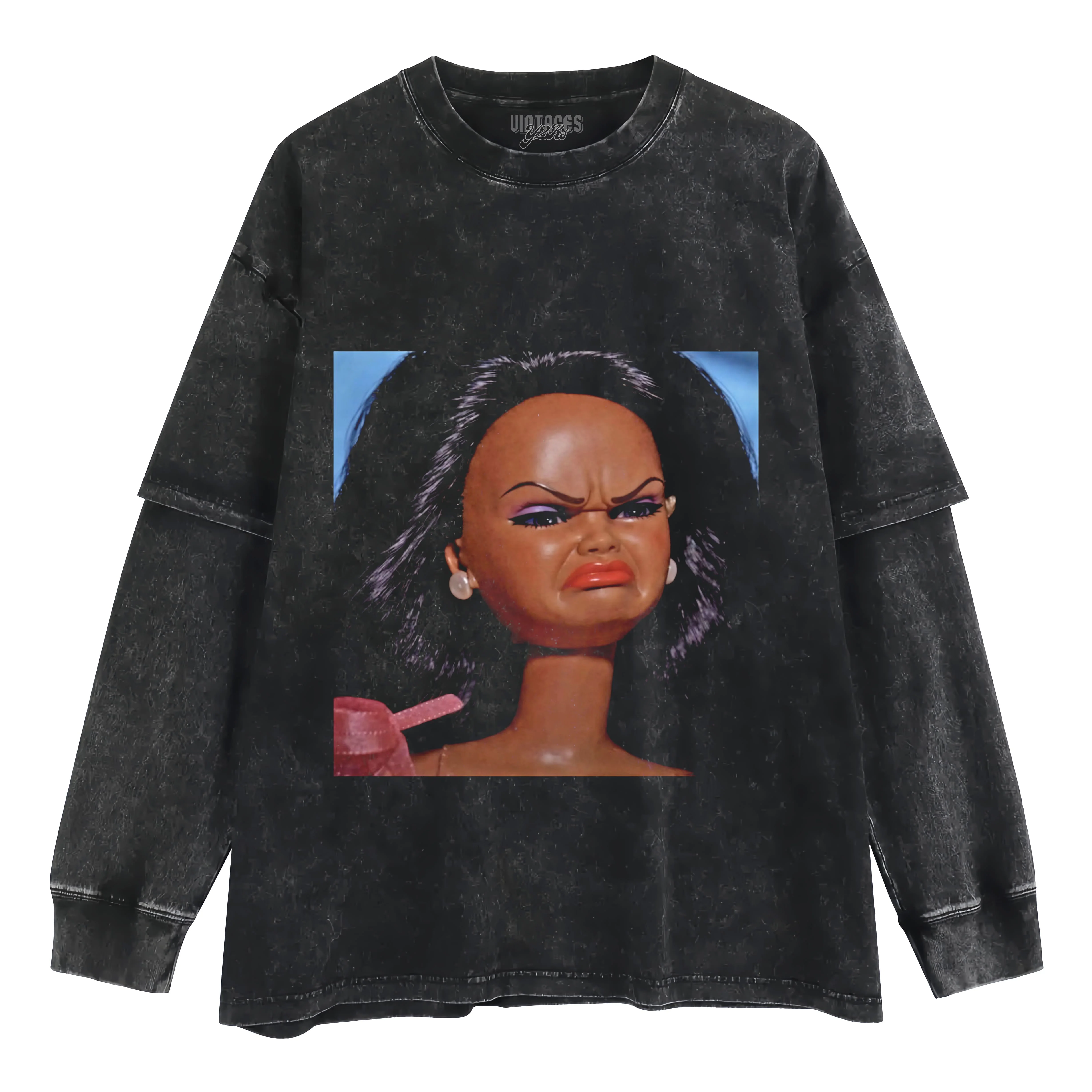 DISGUSTED BLACK BARBIE FACE MEME TANK TOP & TEE & LONG SLEEVE & LAYERED LS & HOODIE - Image 6