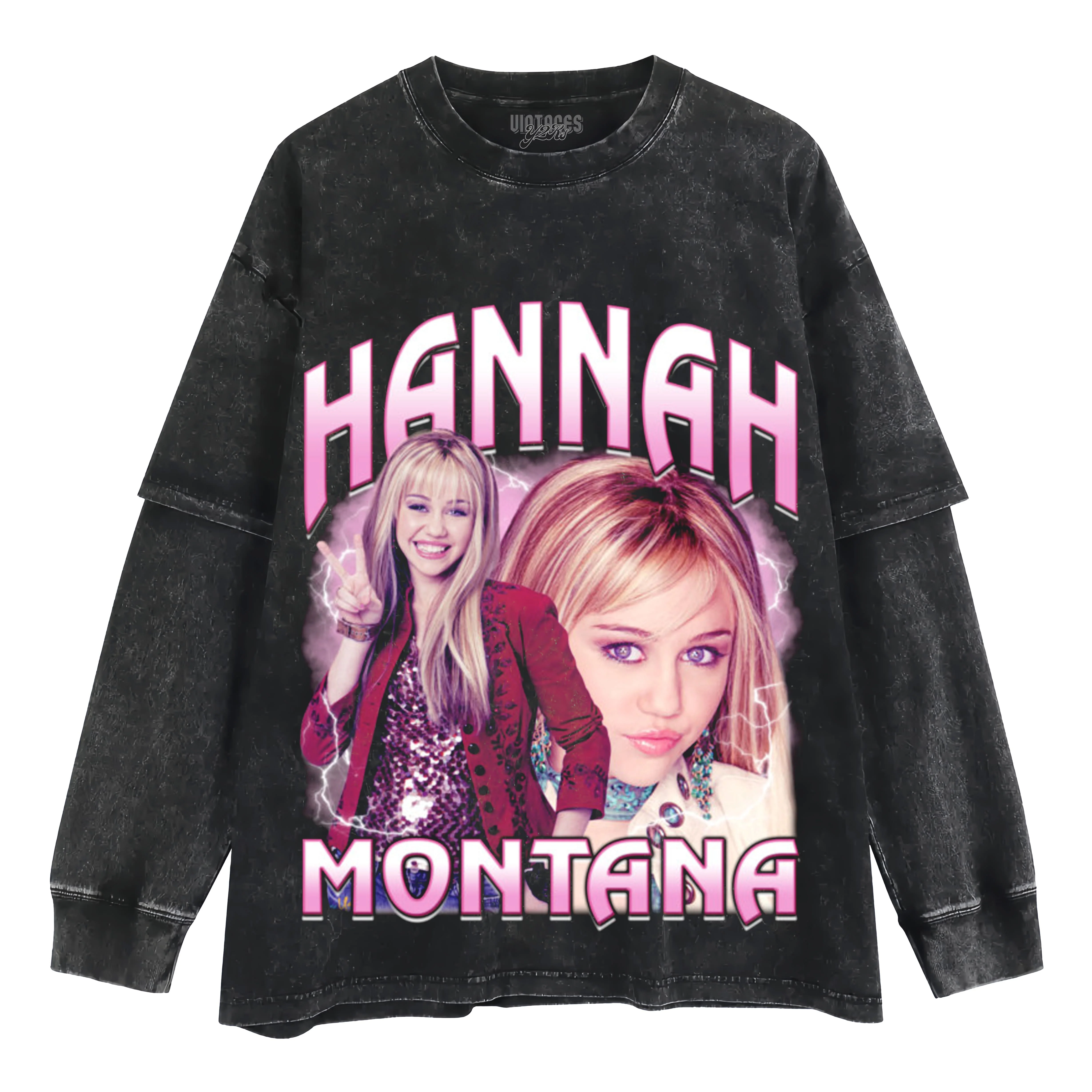 HANNAH MONTANA - VINTAGE 90S RETRO STYLE V3 LAYERED LONG SLEEVE