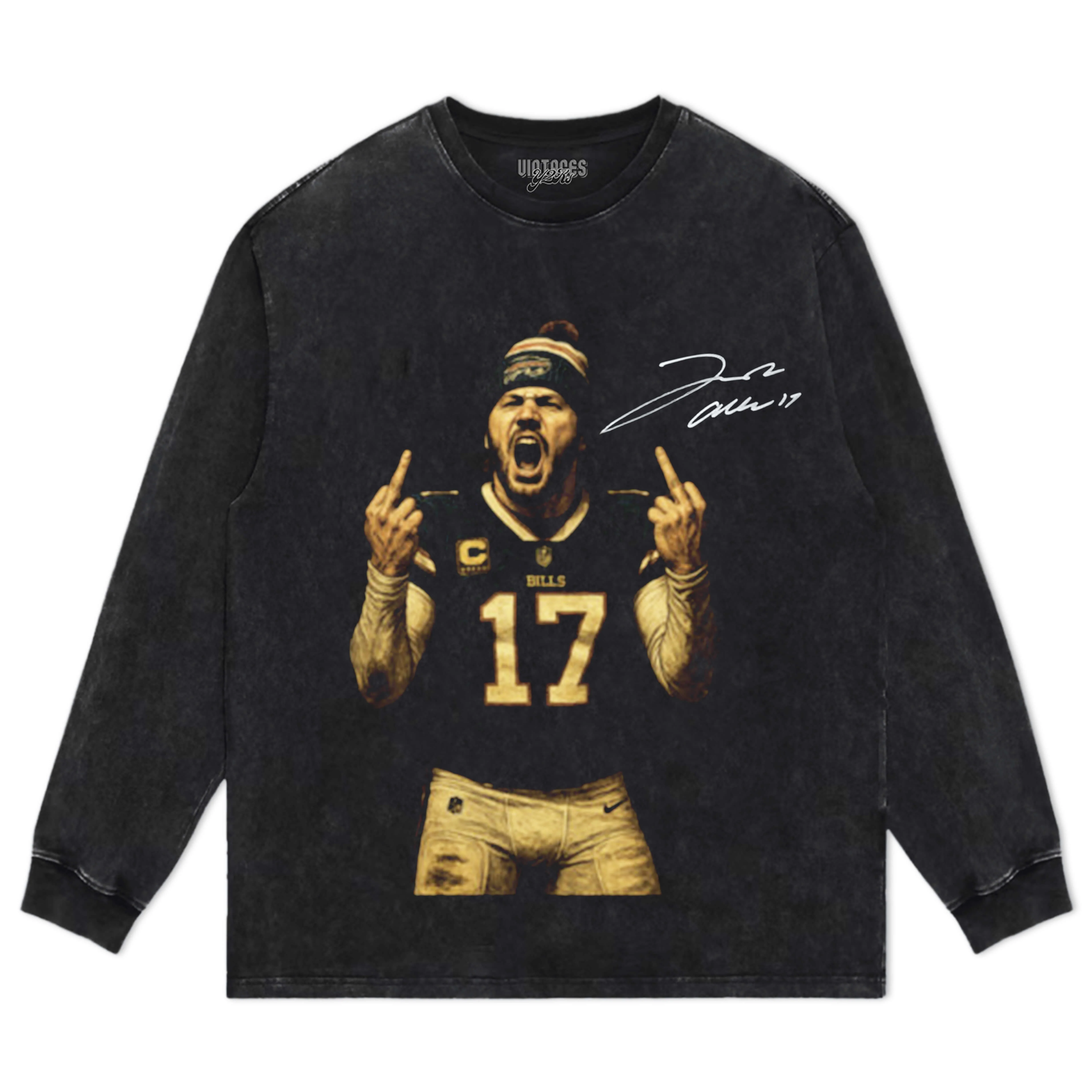 JOSH ALLEN FLIPPING BOTH MIDDLE FINGERS TEE & LS & HOODIE - Image 4