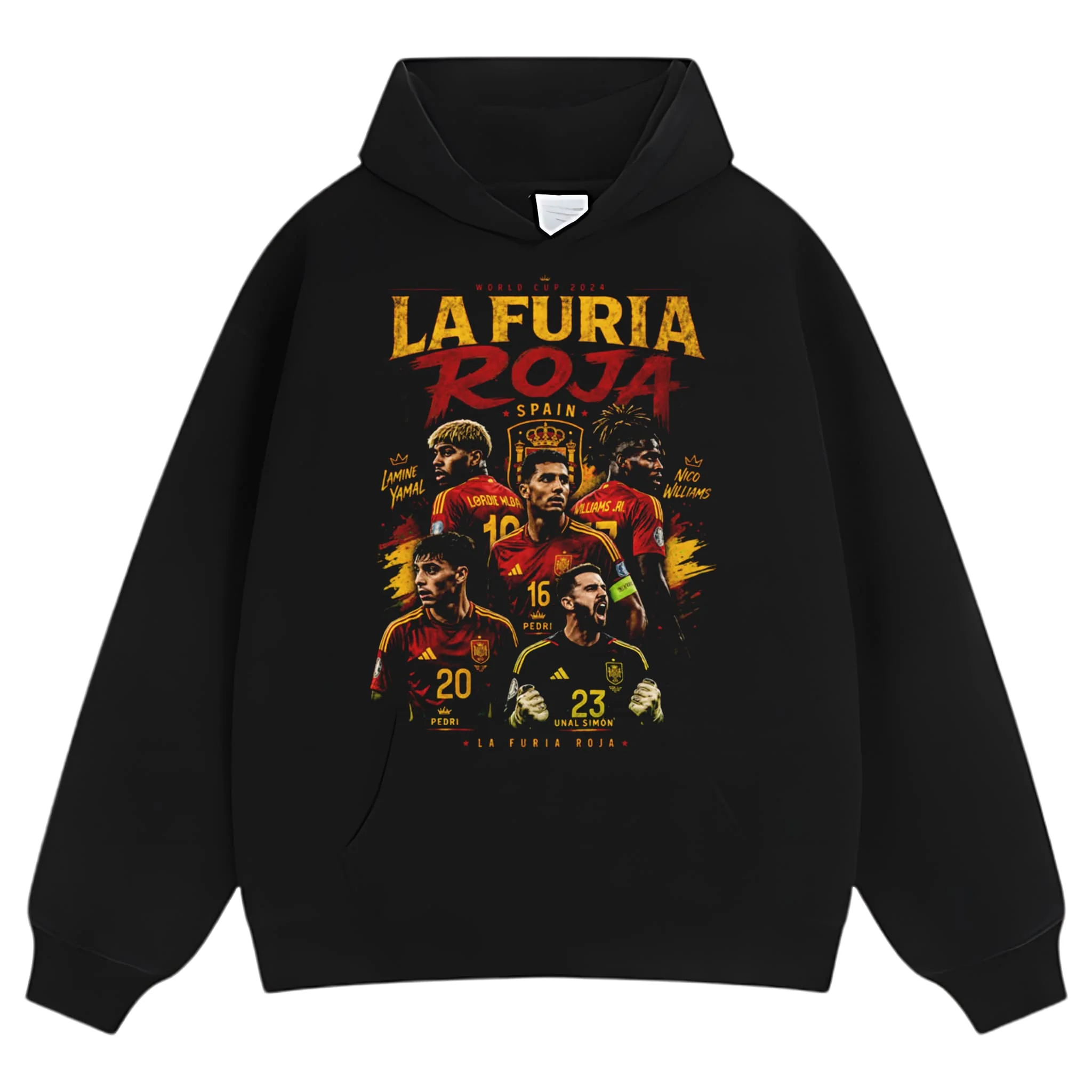 LA FURIA ROJA SPAIN FOOTBALL VINTAGE 2026 SOCCER DESIGN TANK TOP & TEE & LONG SLEEVE & LAYERED LS & HOODIE - Image 7