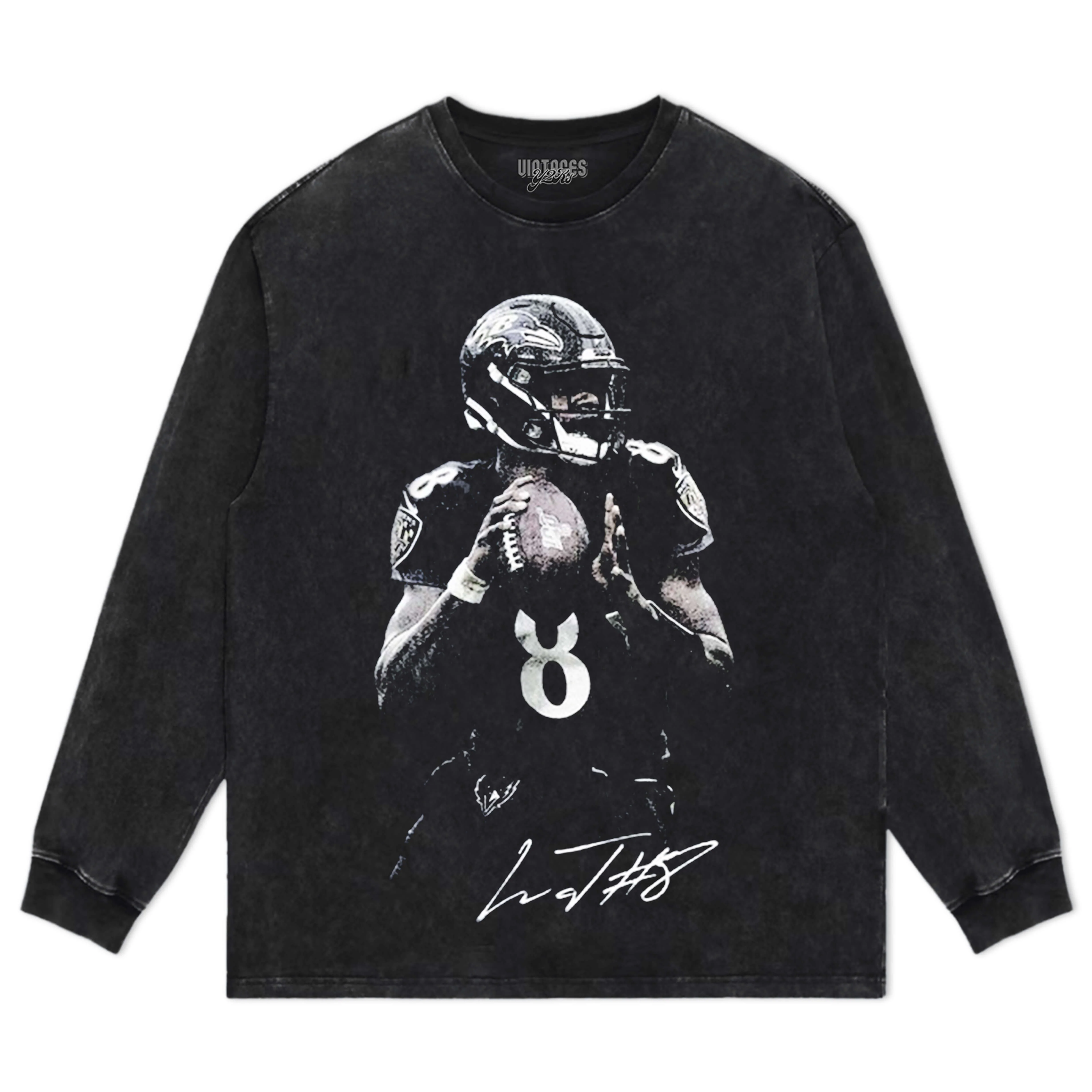 LAMAR JACKSON & RAVENS 90S VINTAGE V2 TEE & LS & HOODIE - Image 9