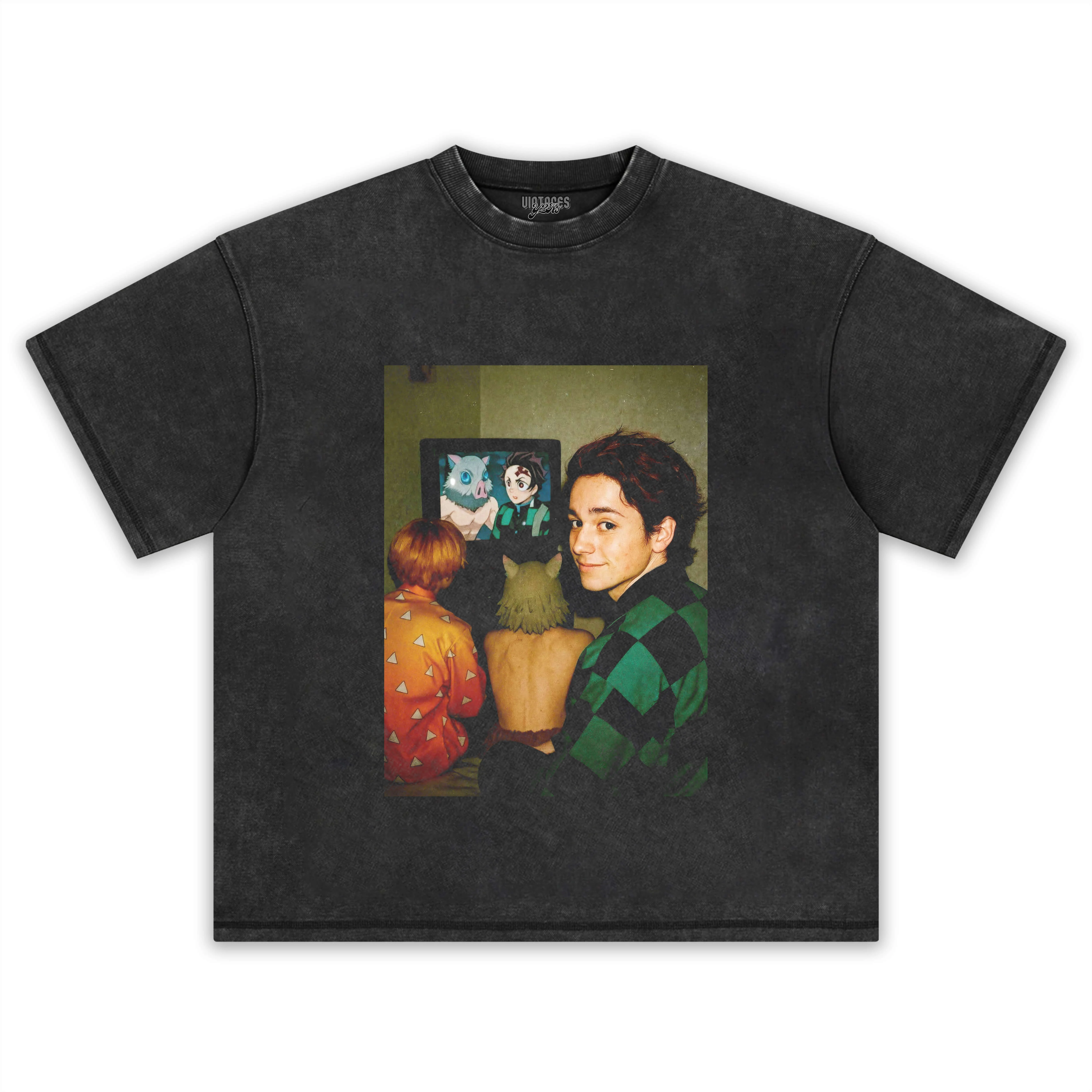 RETRO COMBINATION OF CELEBRITY AND DEMON SLAYER CREATIVITY TEE - Image 2