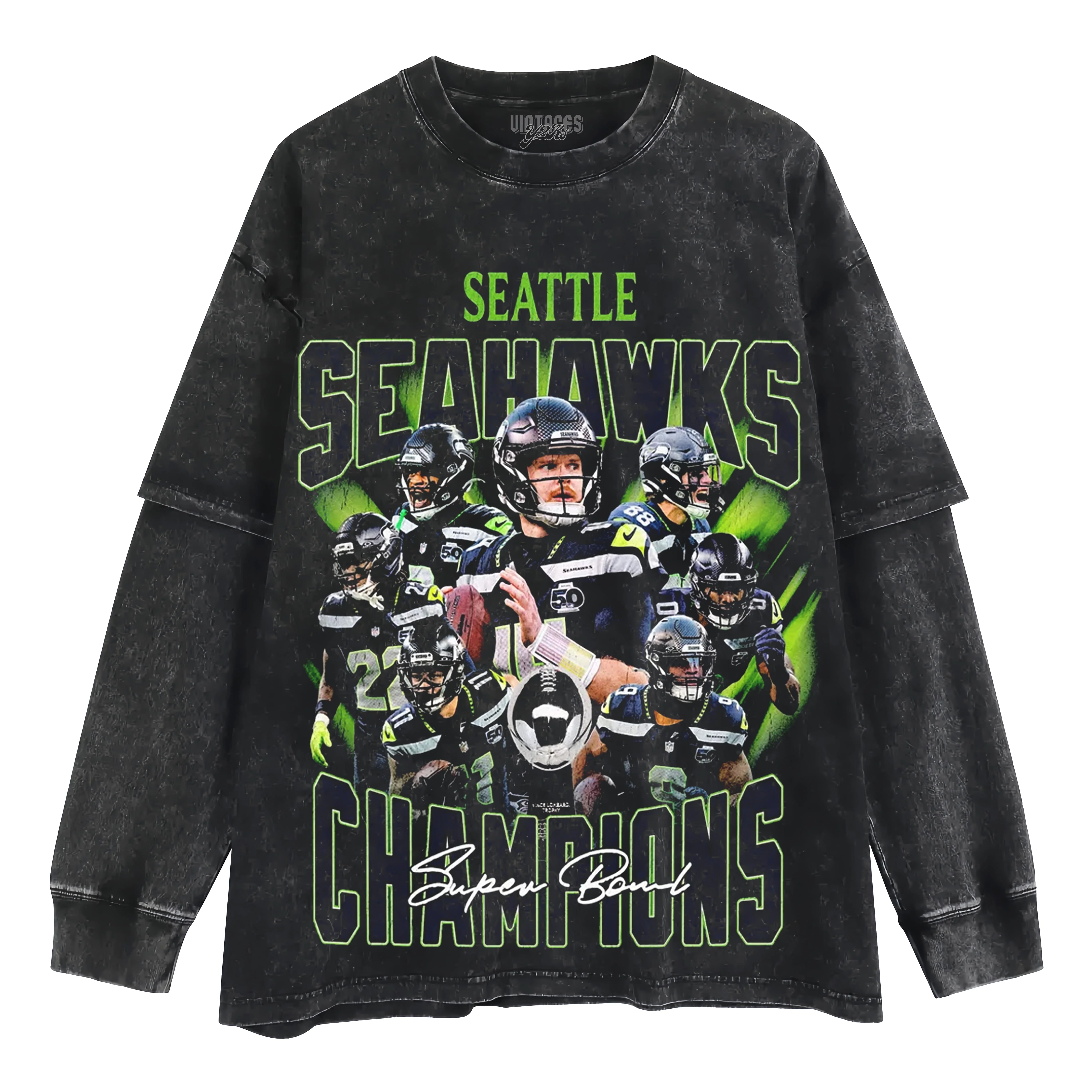 SEATTLE SEAHAWKS & SUPER BOWL LX CHAMPION LAYERED LONG SLEEVE