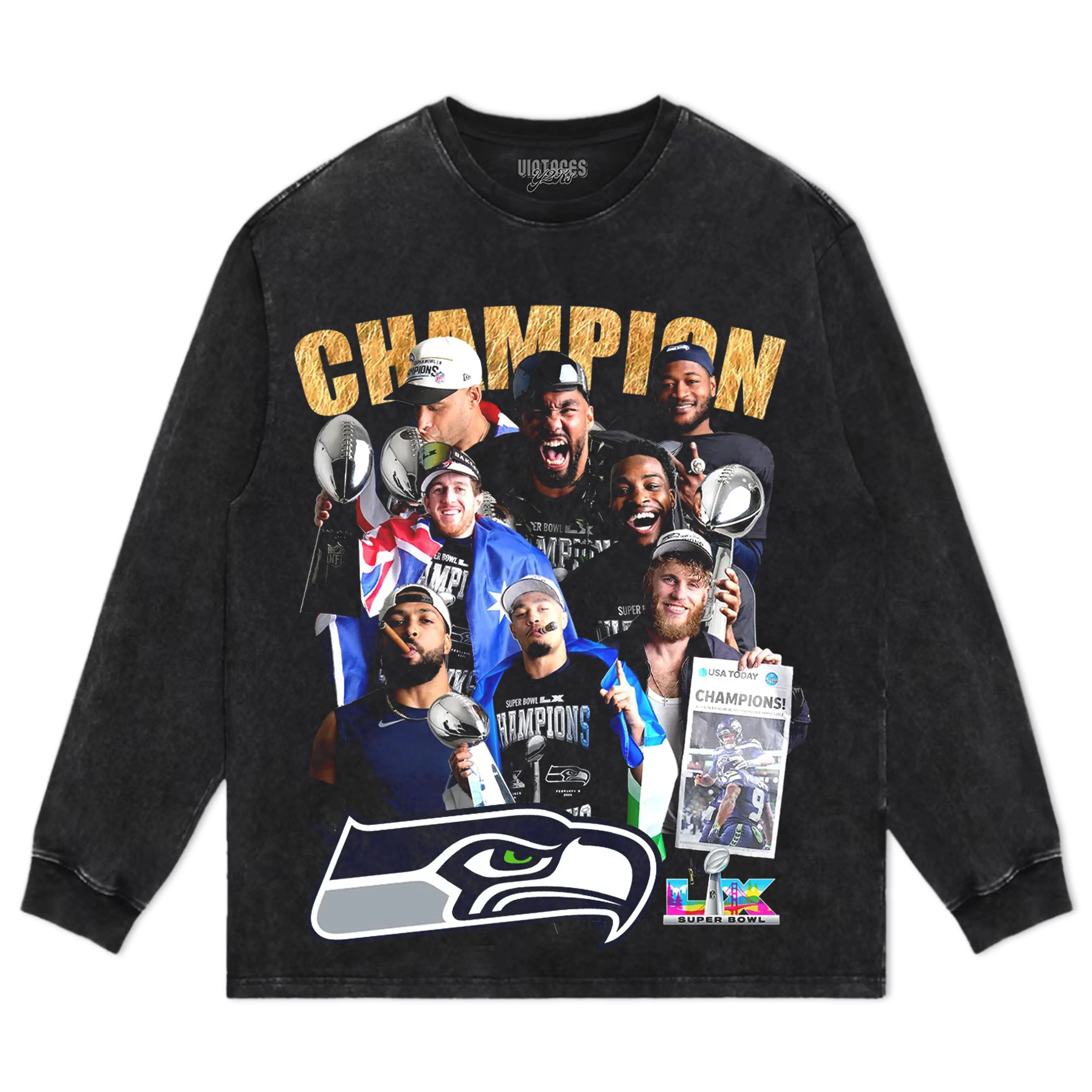 SEATTLE SEAHAWKS SUPER BOWL LX CHAMPION RT TEE & LS & HOODIE - Image 6