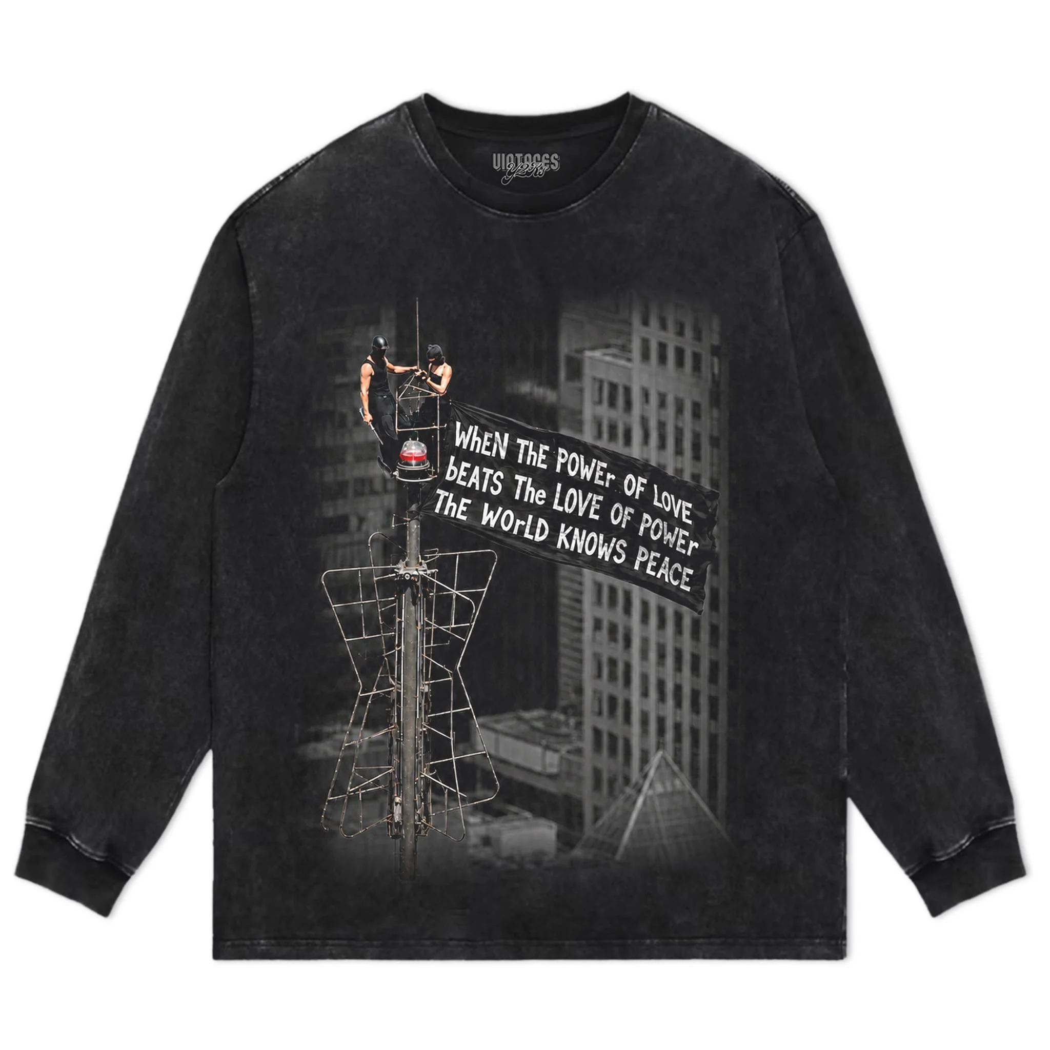 WHEN THE POWER OF LOVE BEATS THE LOVE OF POWER, THE WORLD KNOWS PEACE TANK TOP & TEE & LONG SLEEVE & LAYERED LS & HOODIE - Image 6